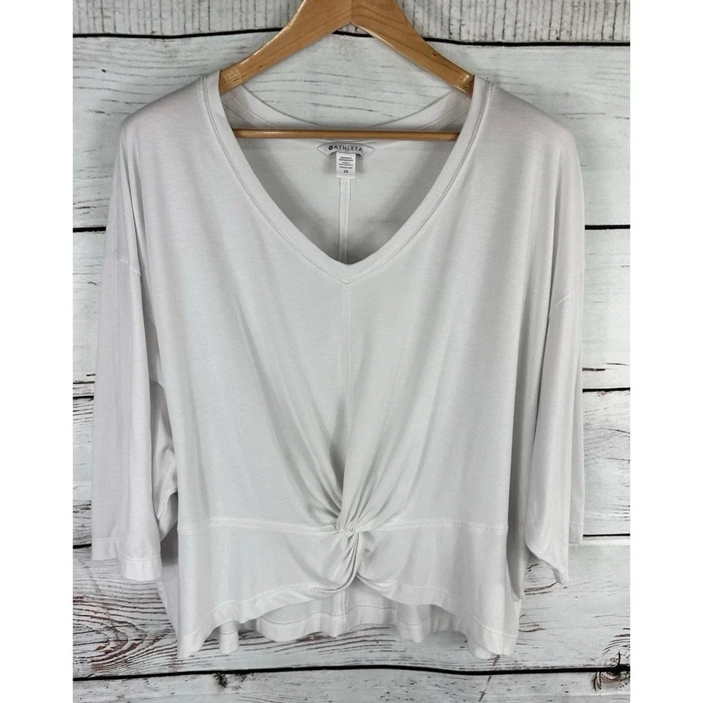 Athleta Women's Embody‎ Twist-Front Top Size 2XL White Pullover